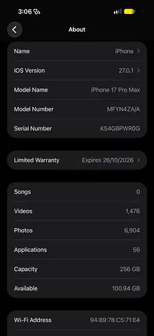 iPhone 17 Pro Max 256GB - 10/10Condition, Limited Warranty