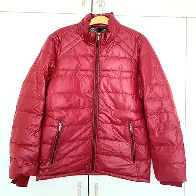 Red puffer jacket - men's, size L
