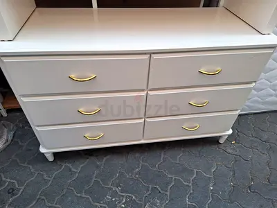White 6-Drawer Dresser with Gold Handles