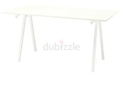 White modern rectangular dining table / desk — clean, sturdy design