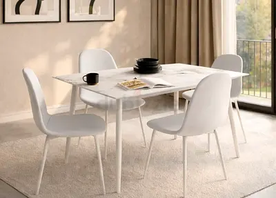 White dining table with 4 chair