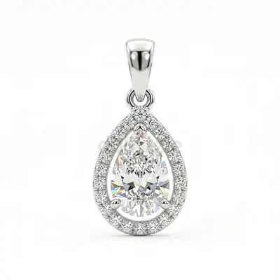 18K Certified Pear Diamond Halo Pendant | 1.59 CT Total Weight | Diamond Luxury Dubai