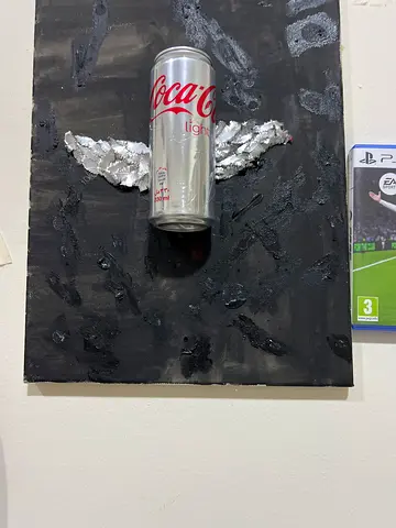 Framed Mixed-Media Art with Coca-Cola Light Can (Wall Hanging)