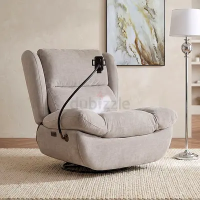 New Blaze Electric Power Swivel Gaming Recliner with Arm Storage and Wireless Fast Charging Stand