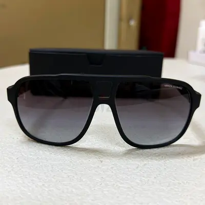 Armani Exchange Matte Black Sunglasses (Gradient Grey Lenses) - Model OAX4104S