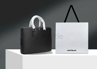 Montblanc Black Leather Briefcase - Slim Laptop Bag