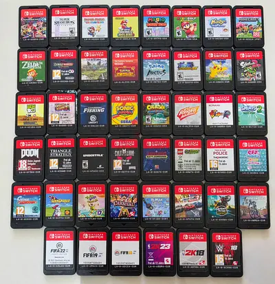 Collection of 50+ Nintendo Switch game cartridges - mixed titles