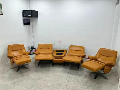 Electric recliner pure leather sofa set