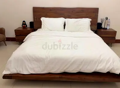 Available high quality marina home bed with side table and with drawers table pure wooden