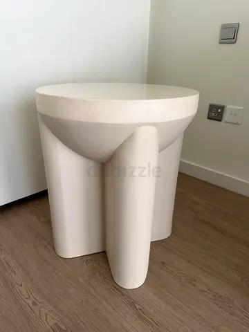 Small round white side table - compact modern design