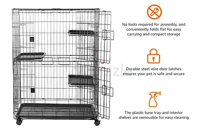 New Large Multi-Level Foldable Pet Cage with Wheels