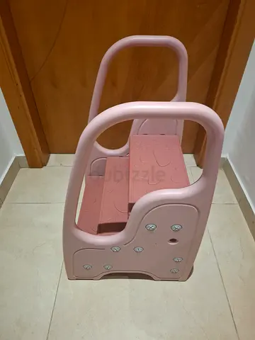 Pink Plastic Baby Step Stool with Handle - Very Good Condition