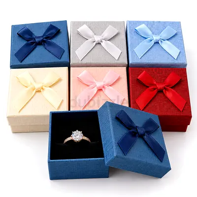Set of 24 Small Ring & Jewelry Gift Boxes with Ribbon Bow - Assorted Colors