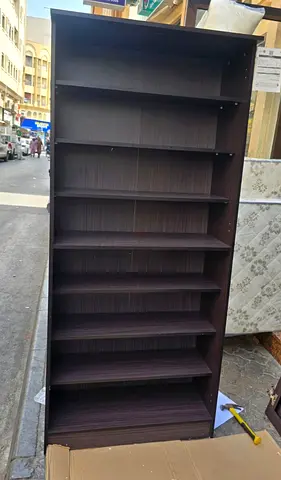 Tall Dark Wood Storage Cabinet / Shelving Unit with Doors