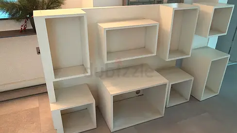 Customised white open storage boxes