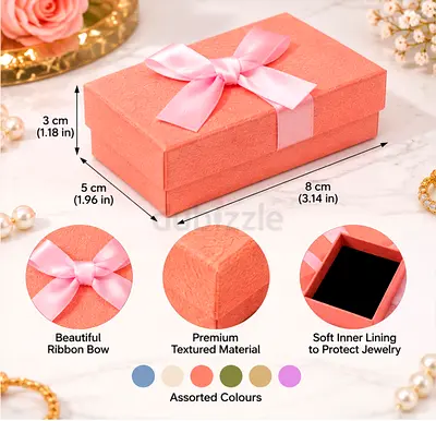 Set of 24 Small Pink Jewelry Gift Boxes with Ribbon - Ring/Earring Size