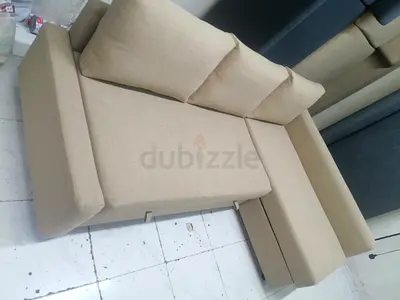 Beige L-shaped Corner Sofa - Bed Compact 3-seater chaise lounge