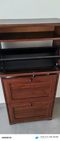 Wooden Shoe Cabinet with Open Shelf - very Good Condition