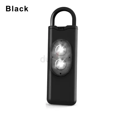 Portable Personal Safety Alarm with Dual LED Flashlight - Compact Black