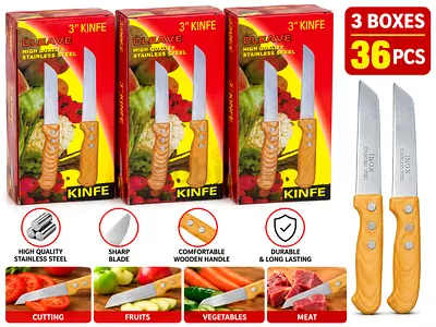 3-Inch Stainless Steel Kitchen Knives – 36 Pieces