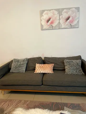 3-seater grey fabric sofa in condition