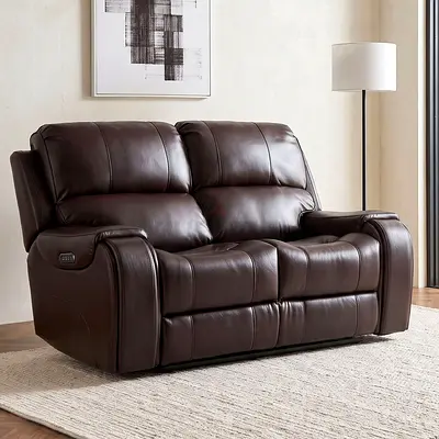 New Brantford Dual Electric Power 2-Seater Faux Leather Recliner with Headrest