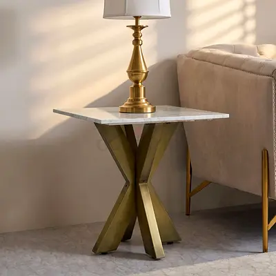 New Portola Genuine Marble Top End Table