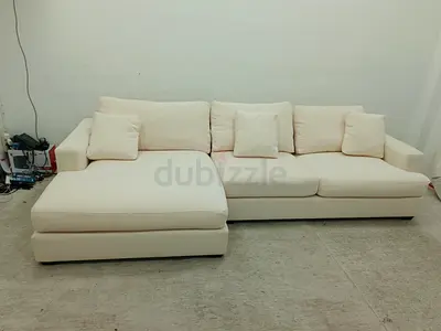 pottery barn beige color lshape sofa