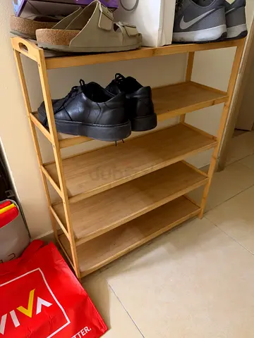 Wooden 5-Tier Bamboo Shoe Rack - Light Natural Finish