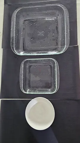Set of 2 Glass Baking Dishes + Small Ceramic Bowl