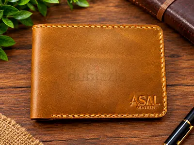 Handmade Wax Pull-Up Tan Leather Bifold Wallet - Slim Vintage Style