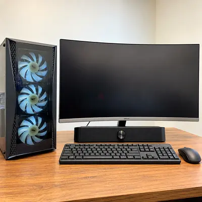 Custom i7 Desktop PC + Samsung 32” Curved Monitor + Speaker