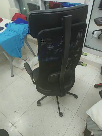 IKEA JÄRVFJÄLLET Office Chair, Black Leather Seat, Mesh Back