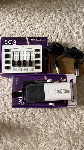 Fifine SC3 USB Microphone and AMPLIGAME Mixer - Good Working Condition