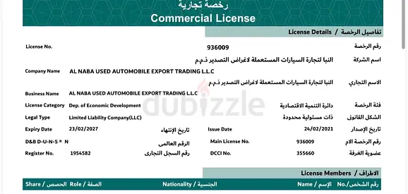 USED CARS TRADING FOR EXPORT BUSINESS FOR SALE IN DUBAI