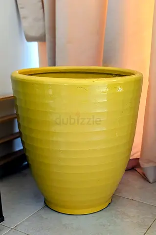 Large Yellow Ceramic Plant Pot / Planter