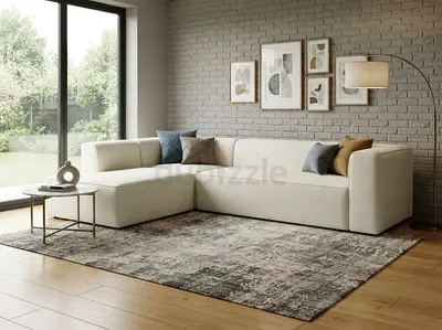 Cream L-shaped Modular Sofa with Chaise - Good Condition