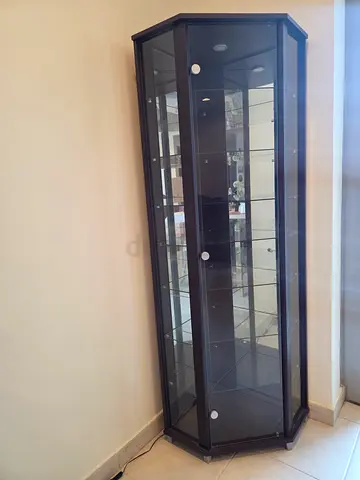 Large Brown Glass Display Cabinet / Curio Cabinet with Shelves