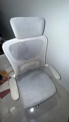 Used white mesh office chair with headrest