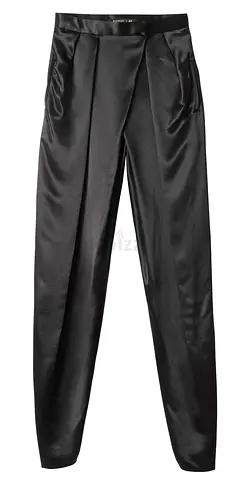 BalmainXH&M limited edition collec Black Satin Harem Trousers — Elegant women's satin pants, size 38