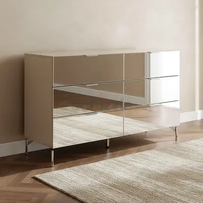 New Venice 6-Drawer Mirror Front Master Dresser without Mirror