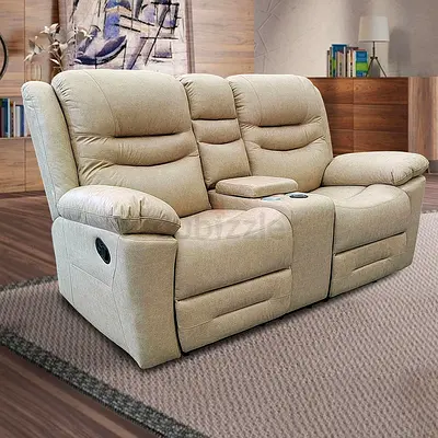 New London 2-Seater Faux Leather Recliner with Wireless Charger