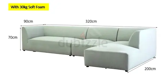 Large L-shaped Modular Sofa - Light Grey, 320cm x 200cm