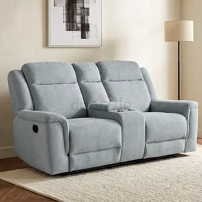 New Brunswick 2-Seater Storage Console Fabric Recliner with 2 Cup Holders