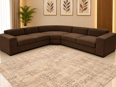 Brown L-shaped Modular Corner Sofa - Spacious