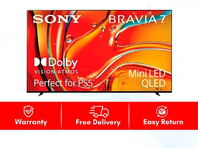 Sony BRAVIA 7 65 Inch Class Mini LED QLED 120Hz 4K HDR Google TV 2024 65XR70 - Free Delivery