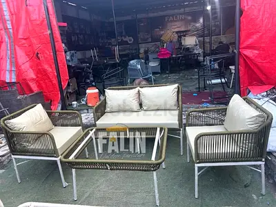 4-piece outdoor rattan lounge set with cushions