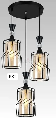 Modern 3-Light Black Pendant Ceiling Lamp - Industrial Cage Design
