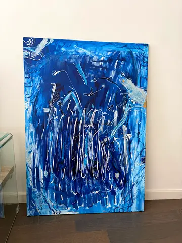 Original Blue Abstract Acrylic Painting on Canvas