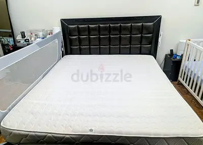 Home Centre super king (200x200) bed frame with hydraulic storage and mattress